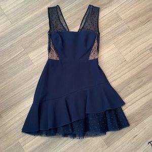 BCBGMAXAZRIA Navy Blue Polka-dot Dress